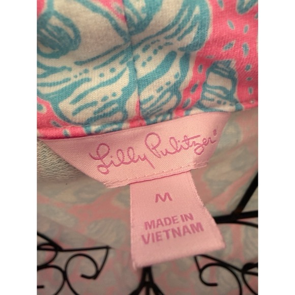 Lilly Pulitzer Shirt Size M Pink Blue Shell Print Little Tipsy Skipper Top - Picture 5 of 8